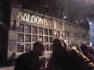 Outside The Black Friar, not so stuffy