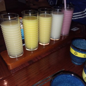 Bar 2, tasting 5 types of rice wine. And yes, we split all of these amongst the group.