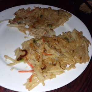 14 inch seafood potato pancake. Yummy, and it soaks up da booze