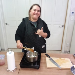 Prepping the stock for the stew