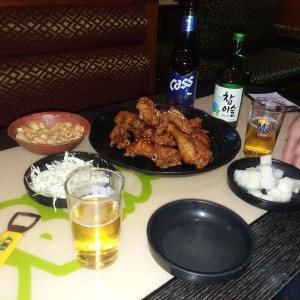 "Chicken & Beer".. it's a thing here. Really really big fad. There are "chicken-n-beer" places everywhere!