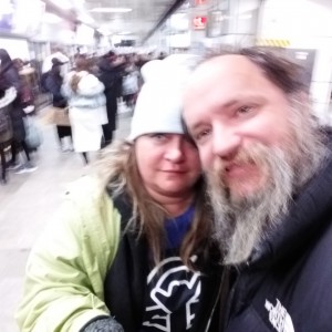 Selfie, waiting for our next subway train